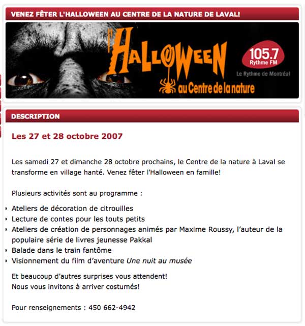 halloween au centre de la nature de laval