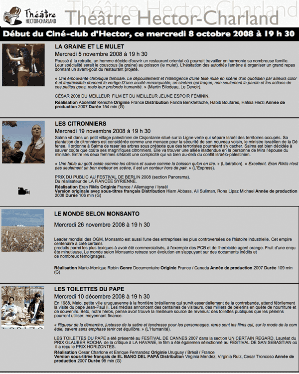 HECTOR-CHARLAND THEATRE OCTOBRE