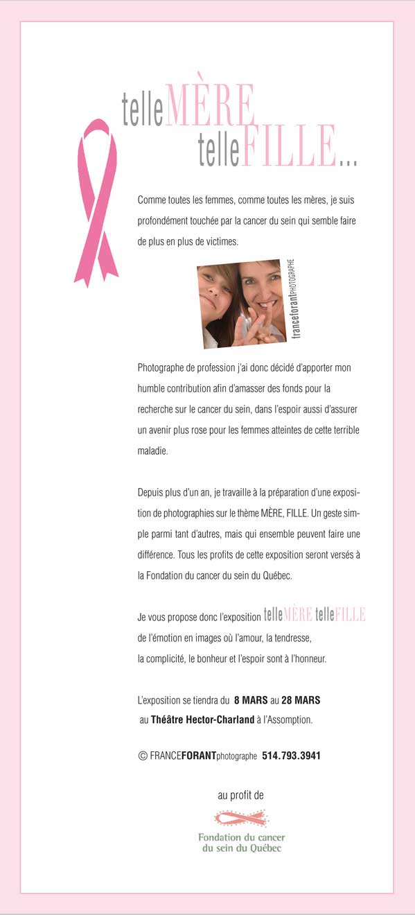 HECTOR CHARLAND TELLE MÈRE TELLE FILLE - CANCER DU SEIN